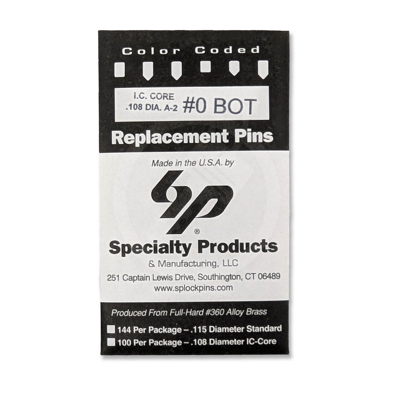 IC A2 Nickel Silver Bottom Pin #0 100pk SFIC Pin Specialty Products Mfg.