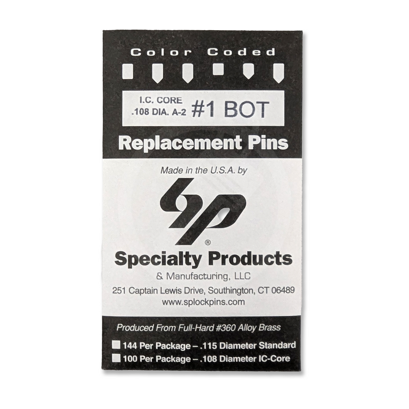 IC A2 Nickel Silver Bottom Pin #1 100pk SFIC Pin Specialty Products Mfg.