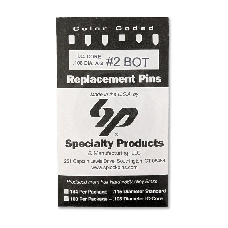 IC A2 Nickel Silver Bottom Pin #2 100pk SFIC Pin Specialty Products Mfg.