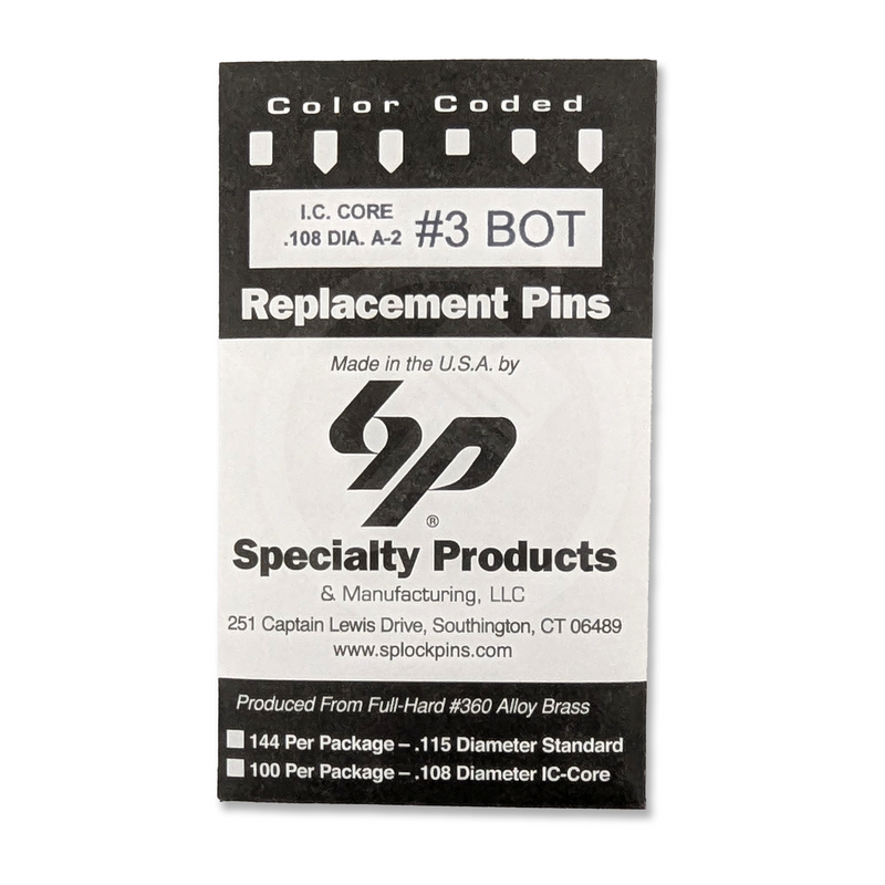 IC A2 Nickel Silver Bottom Pin #3 100pk SFIC Pin Specialty Products Mfg.