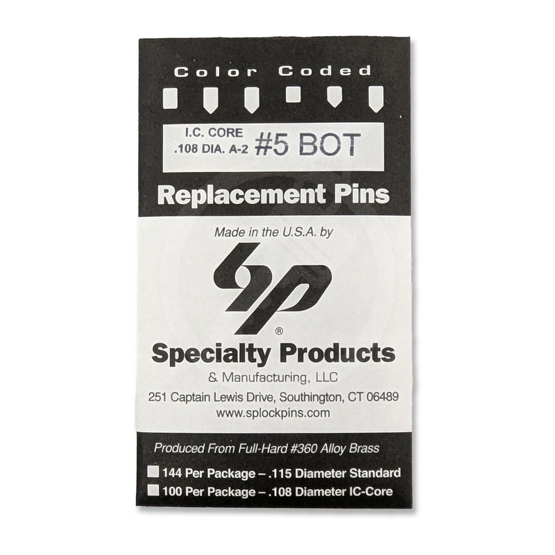 IC A2 Nickel Silver Bottom Pin #5 100pk SFIC Pin Specialty Products Mfg.