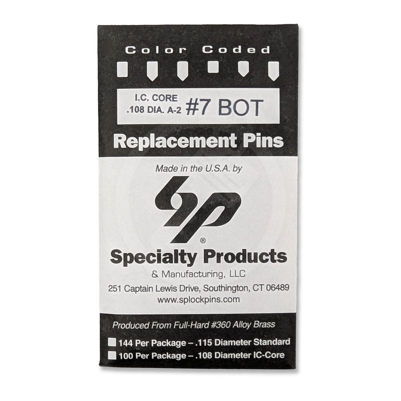 IC A2 Nickel Silver Bottom Pin #7 100pk SFIC Pin Specialty Products Mfg.