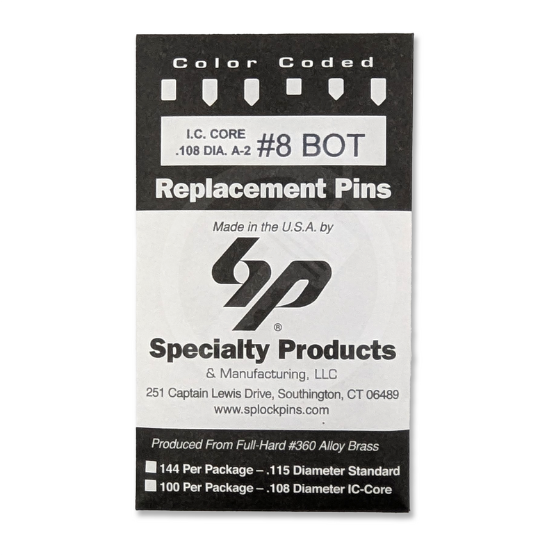 IC A2 Nickel Silver Bottom Pin #8 100pk SFIC Pin Specialty Products Mfg.