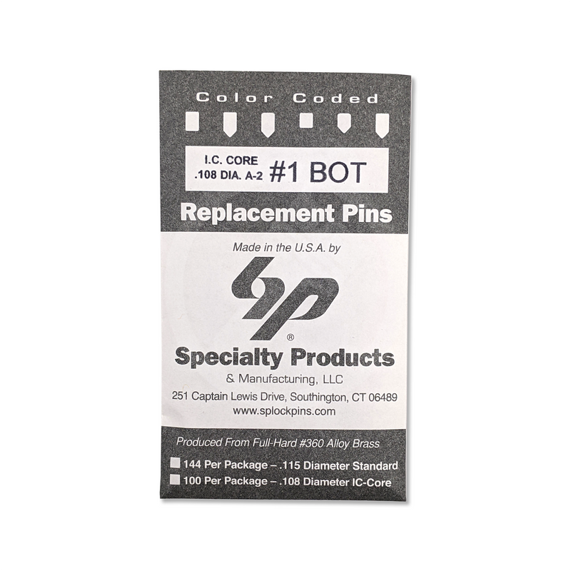 IC Core A2 #1 Bottom Pin 100PK SFIC Pin Specialty Products Mfg.