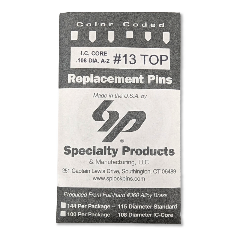 IC Core A2 #13 Master Pin 100PK SFIC Pin Specialty Products Mfg.