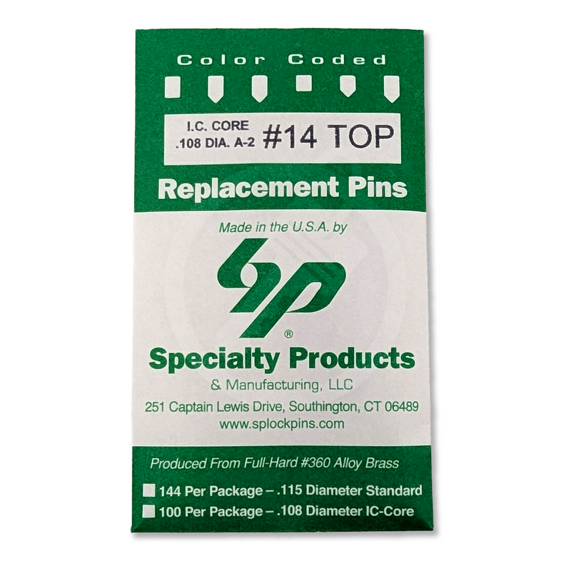 IC Core A2 #14 Master Pin 100PK SFIC Pin Specialty Products Mfg.