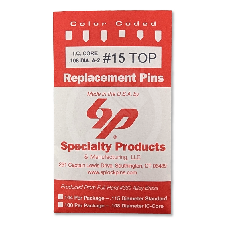 IC Core A2 #15 Master Pin 100PK SFIC Pin Specialty Products Mfg.