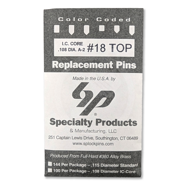 IC Core A2 #18 Master Pin 100PK SFIC Pin Specialty Products Mfg.
