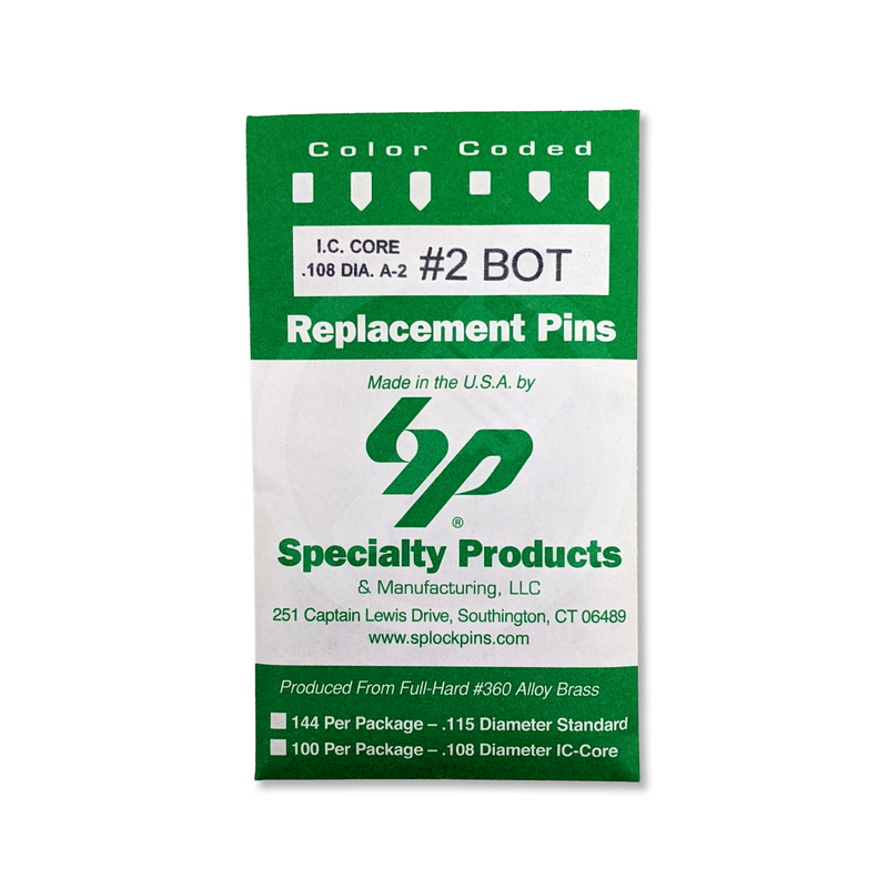 IC Core A2 #2 Bottom Pin 100PK SFIC Pin Specialty Products Mfg.