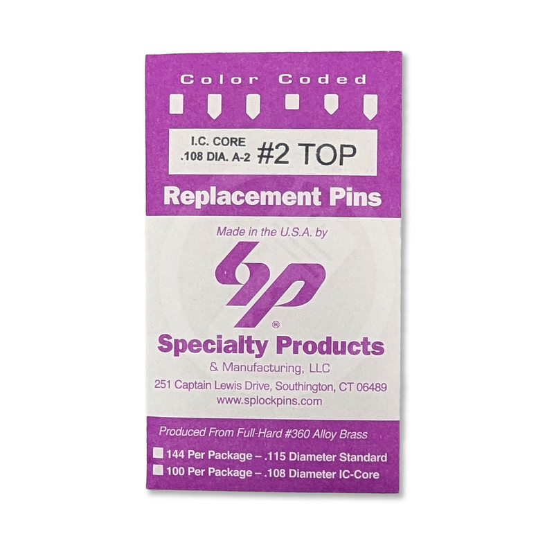 IC Core A2 #2 Master Pin 100PK SFIC Pin Specialty Products Mfg.