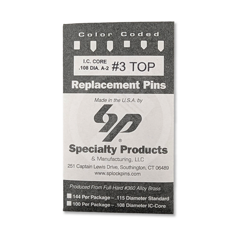 IC Core A2 #3 Master Pin 100PK SFIC Pin Specialty Products Mfg.