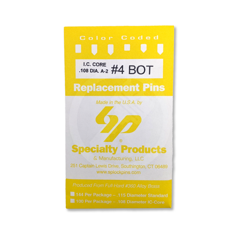 IC Core A2 #4 Bottom Pin 100PK SFIC Pin Specialty Products Mfg.