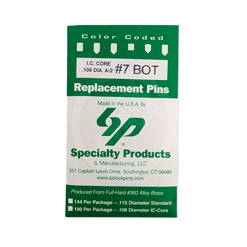 IC Core A2 #7 Bottom Pin 100PK SFIC Pin Specialty Products Mfg.