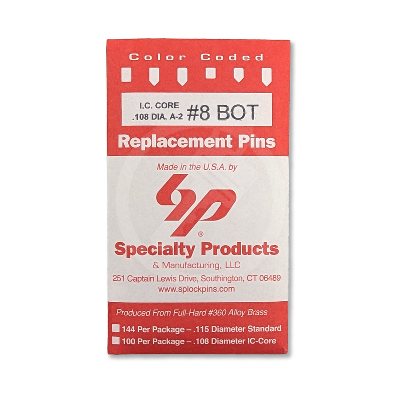 IC Core A2 #8 Bottom Pin 100PK SFIC Pin Specialty Products Mfg.