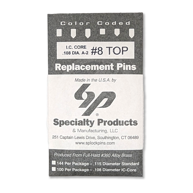 IC Core A2 #8 Master Pin 100PK SFIC Pin Specialty Products Mfg.