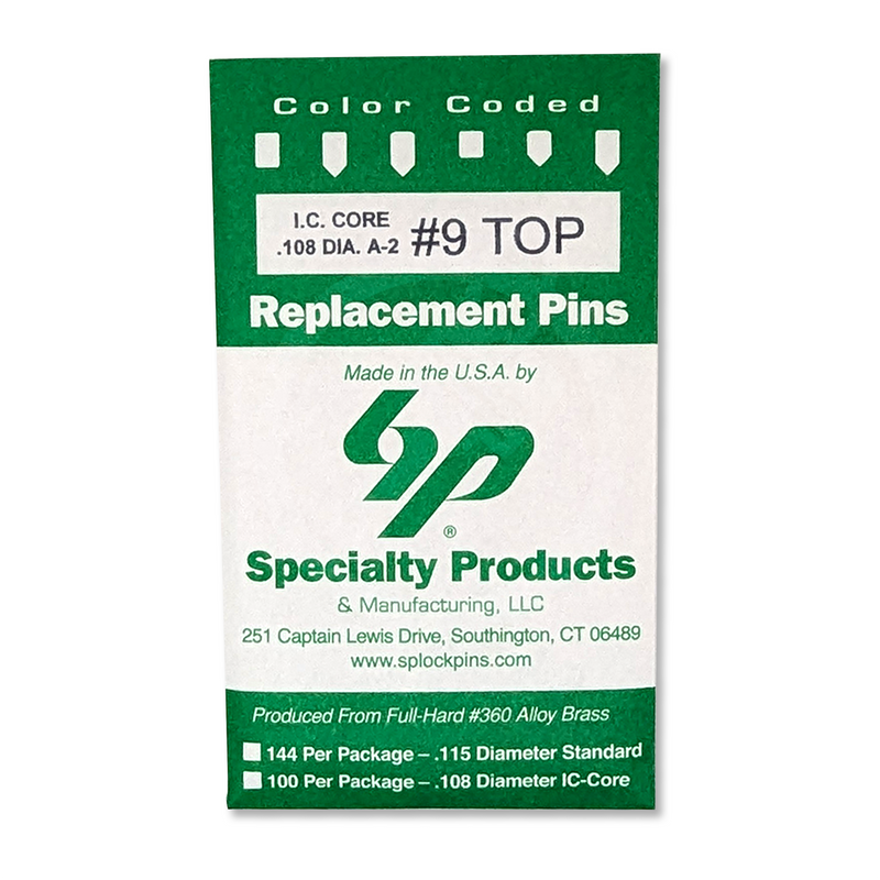 IC Core A2 #9 Master Pin 100PK SFIC Pin Specialty Products Mfg.
