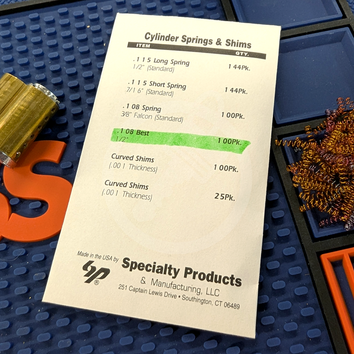 SFIC Best Springs 1/2" For IC Core Locks 100 Pack SFIC Pin Specialty Products Mfg.
