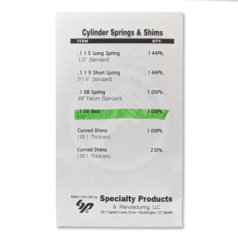 SFIC Best Springs 1/2" For IC Core Locks 100 Pack SFIC Pin Specialty Products Mfg.