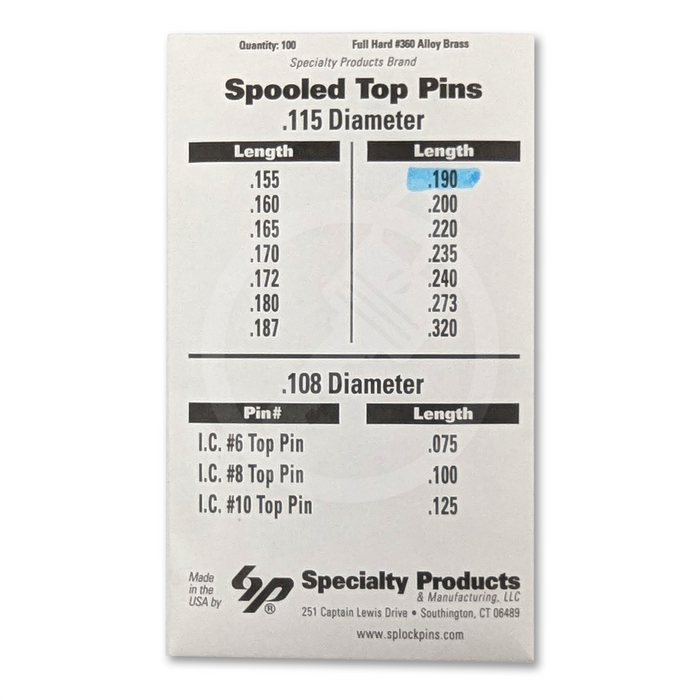 Universal Spool Pin 100/Pack - Choose Size Spool Pin Specialty Products Mfg.