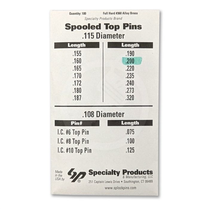 Universal Spool Pin 100/Pack - Choose Size Spool Pin Specialty Products Mfg.