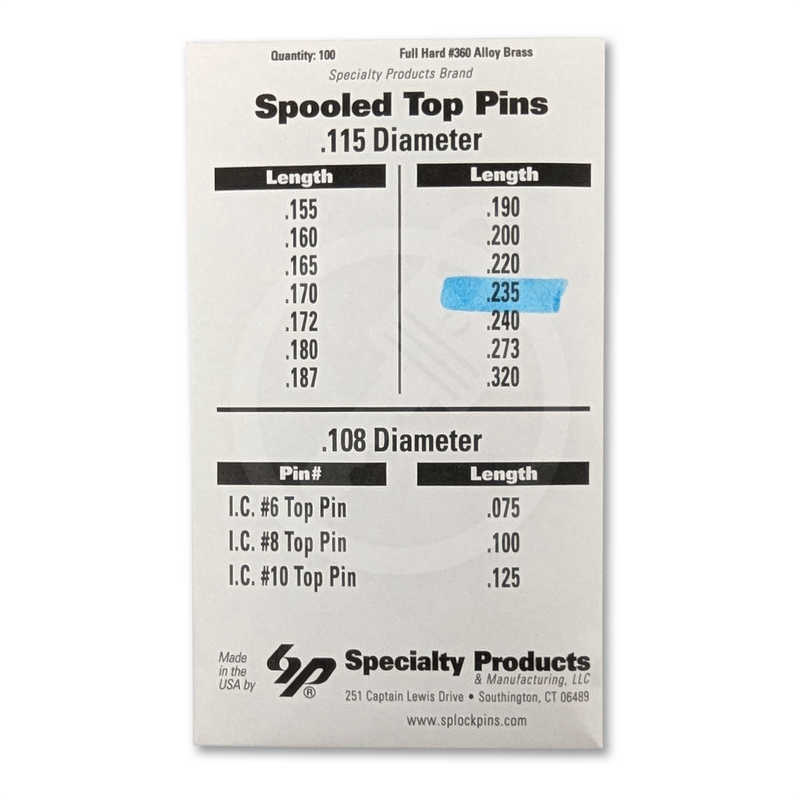 Universal Spool Pin 100/Pack - Choose Size Spool Pin Specialty Products Mfg.