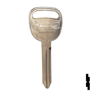 Uncut Key Blank | B102, P1113 | GM Automotive Key JMA USA
