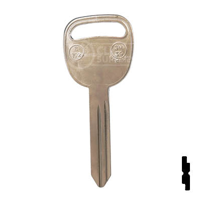 Uncut Key Blank | B102, P1113 | GM Automotive Key JMA USA