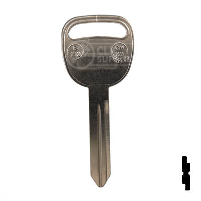 Uncut Key Blank | B102, P1113 | GM Automotive Key JMA USA