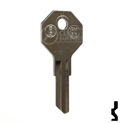 Uncut Key Blank | B2, H1098M | GM Key Automotive Key JMA USA