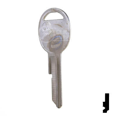 Uncut Key Blank | B45 "H", S1098H | GM Automotive Key JMA USA