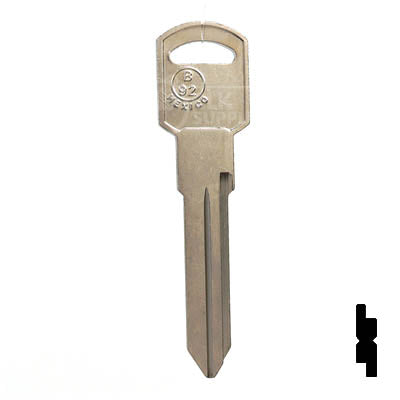 Uncut Key Blank | B92, P1109 | GM Key Automotive Key JMA USA