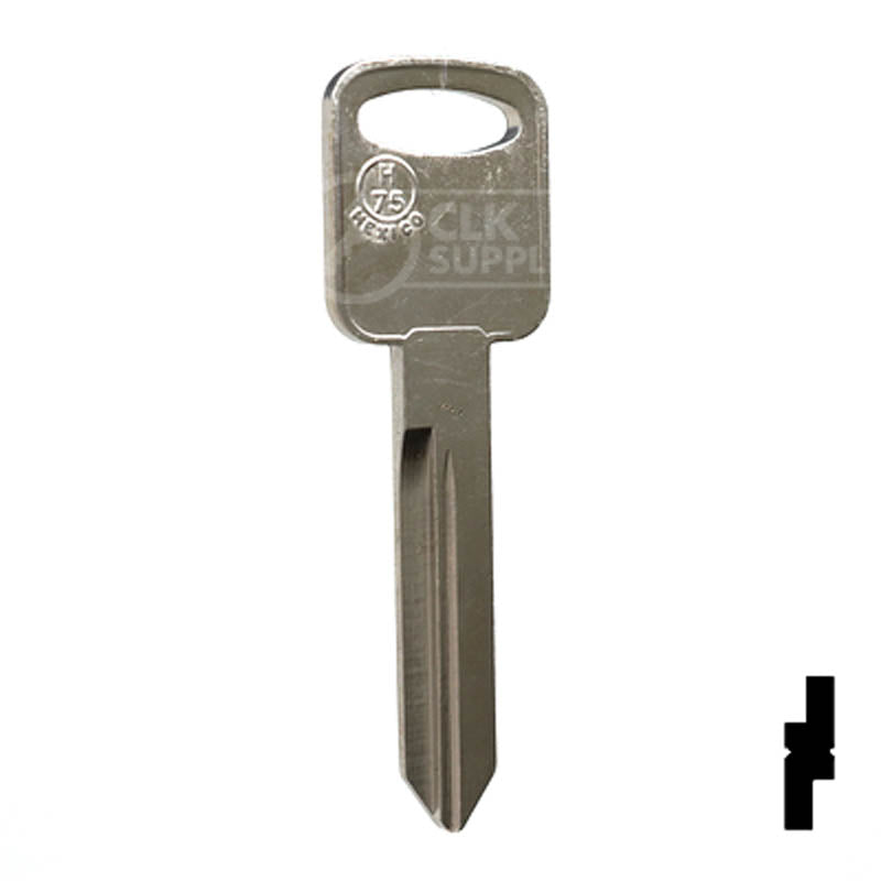Uncut Key Blank | Ford | H75, 1196FD Automotive Key JMA USA