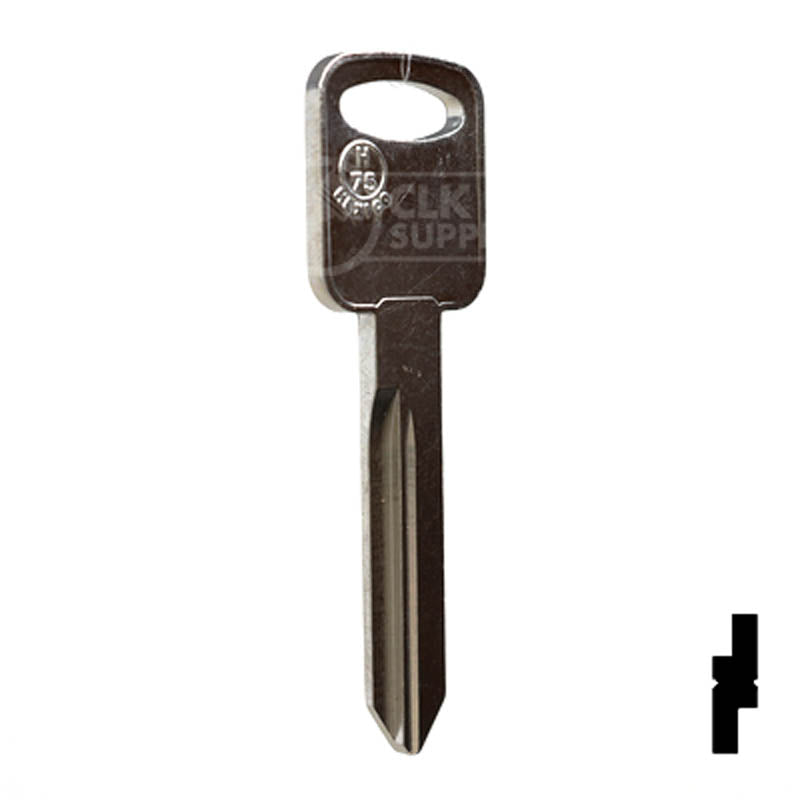 Uncut Key Blank | Ford | H75, 1196FD Automotive Key JMA USA