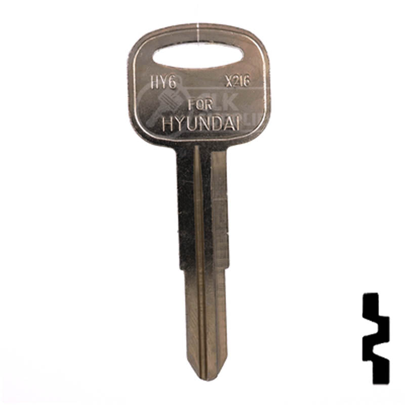 Uncut Key Blank | Hyundai | X216 (HY6) Automotive Key JMA USA