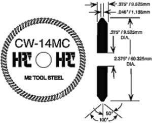 HPC CW-14MC Cutter, 100 Deg. Angle, Standard Large Cylinder