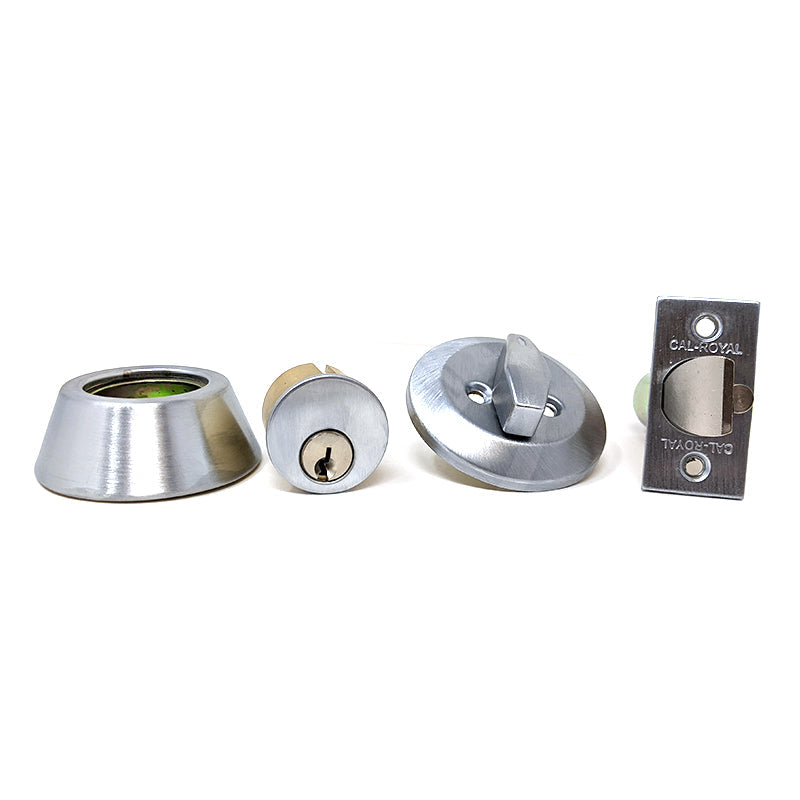 Cal-Royal Gate Latch Single Deadbolt - Schalge C - US26D 2-3/4" Grade 2 Deadbolt Cal-Royal