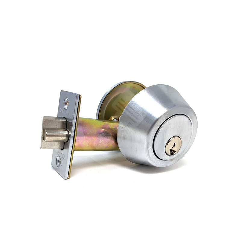 Cal-Royal Gate Latch Single Deadbolt - Schalge C - US26D 2-3/8" Grade 2 Deadbolt Cal-Royal