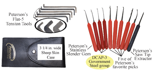 Ken's Mid-Range Pick Set Professional ID Required Lock Picks Peterson Manufacturing