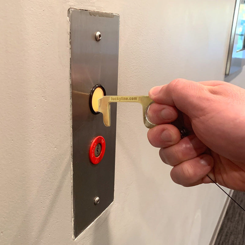 Brass Touchless Door Opener + Stylus Novelty Key Accessory Lucky Line
