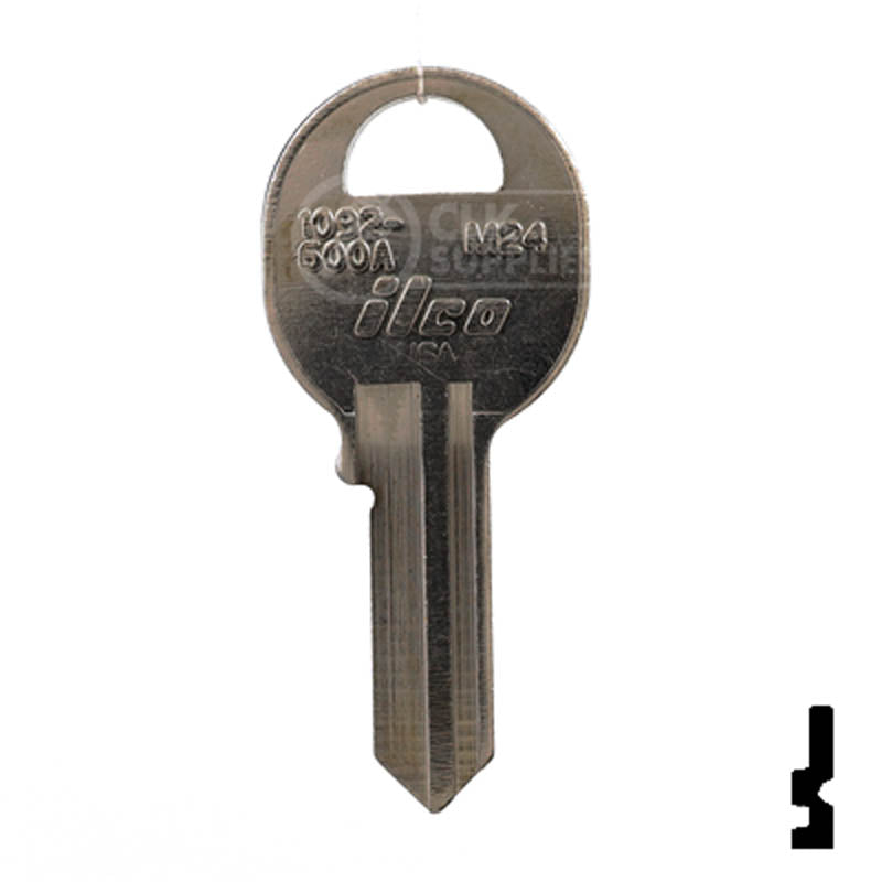 M24, 1092-600A Master Key Padlock Key Ilco