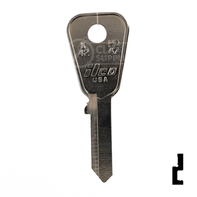 X42 ( HD47 ) Honda Motorcycle Power Sport Key Ilco