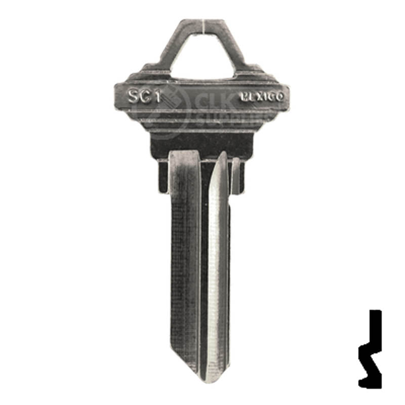 SC1 Schlage Key Blank ( Nickel Plated ) Residential-Commercial Key JMA USA