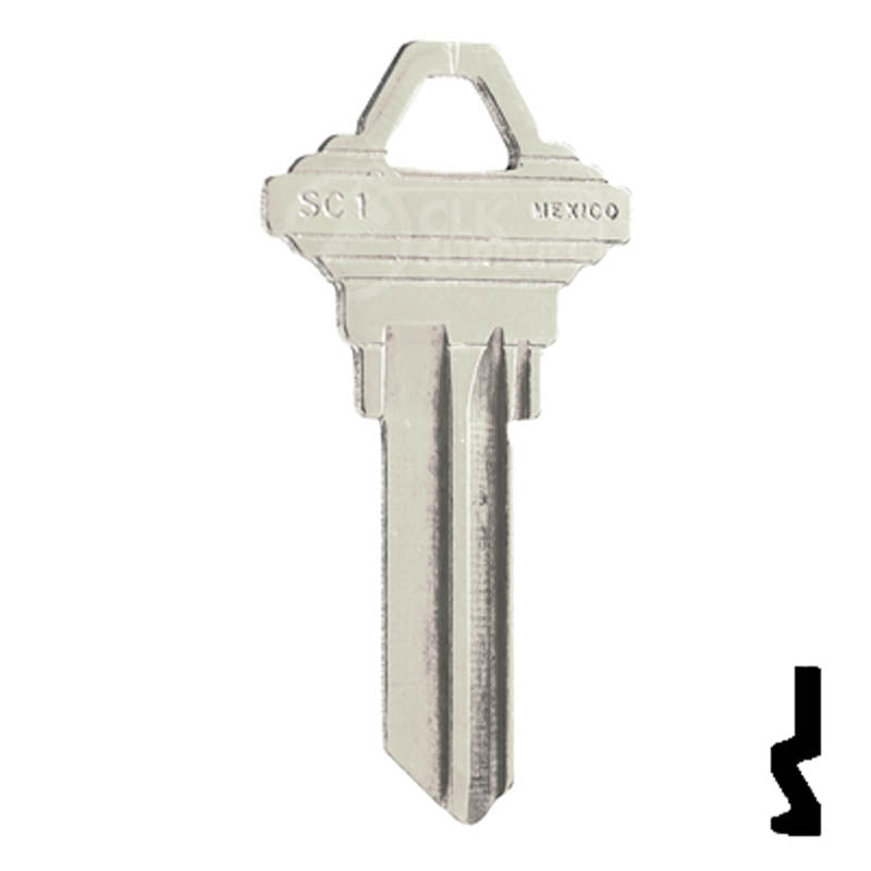 SC1 Schlage Key Blank ( Nickel Plated ) Residential-Commercial Key JMA USA