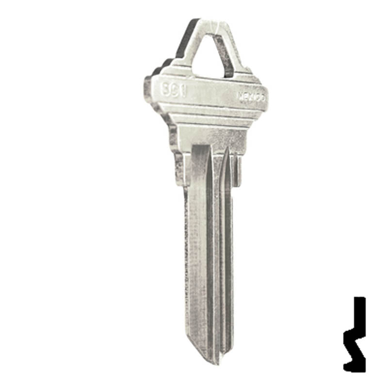 SC1 Schlage Key Blank ( Nickel Plated ) Residential-Commercial Key JMA USA