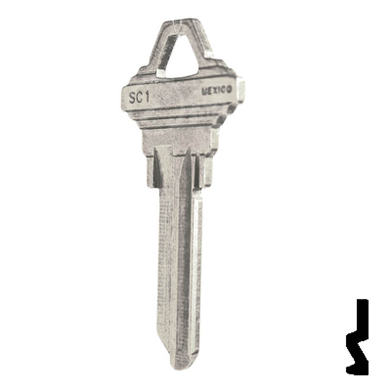 SC1 Schlage Key Blank ( Nickel Plated ) Residential-Commercial Key JMA USA
