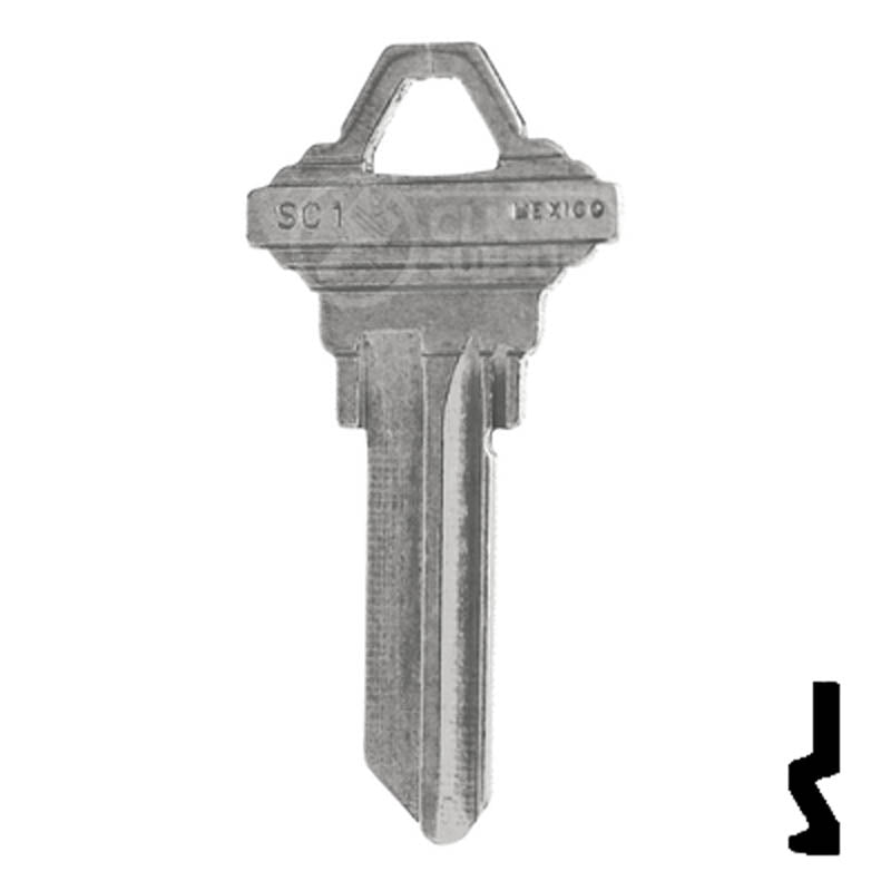 SC1 Schlage Key Blank ( Nickel Plated ) Residential-Commercial Key JMA USA